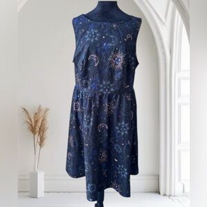 Retro Licious moonlight sleeveless skater dress Sz 1X cotton fit & flare retro